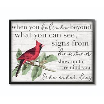 Stupell Home Decor Believe Love Never Dies Cardinal Wood Framed Wall Art