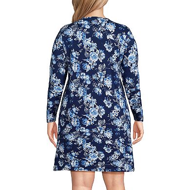 Plus Size Lands' End Cotton Long Sleeve Nightgown