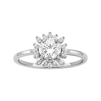 PRIMROSE Sterling Silver Cubic Zirconia Flower Ring