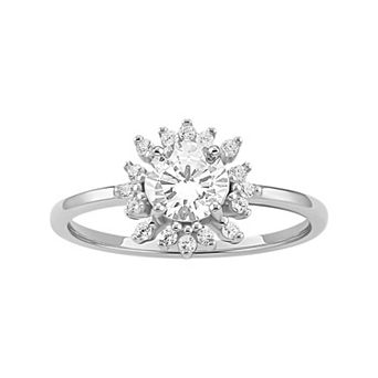 PRIMROSE Sterling Silver Cubic Zirconia Flower Ring