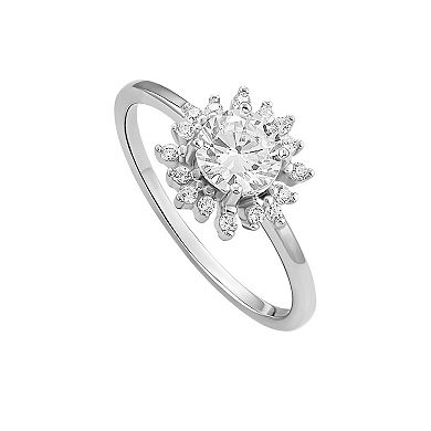 PRIMROSE Sterling Silver Cubic Zirconia Flower Ring