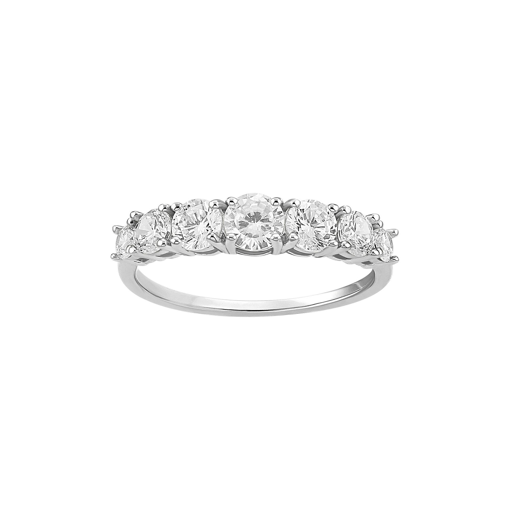 PRIMROSE Sterling Silver Graduated Cubic Zirconia Band Ring, Womens, Size: