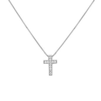 PRIMROSE Sterling Silver Cubic Zirconia Cross Pendant Necklace