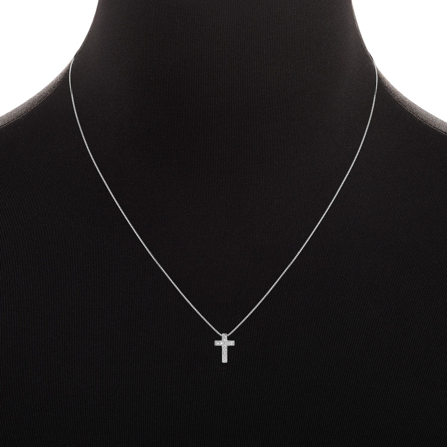Cactus Jack Cross Pendant With Cubic Zirconia – 24" Silver Chain Necklace