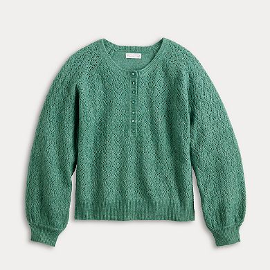 Women's LC Lauren Conrad Pointelle Henley Knitted Sweater