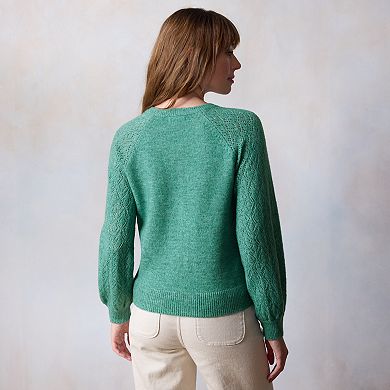 Women's LC Lauren Conrad Pointelle Henley Knitted Sweater