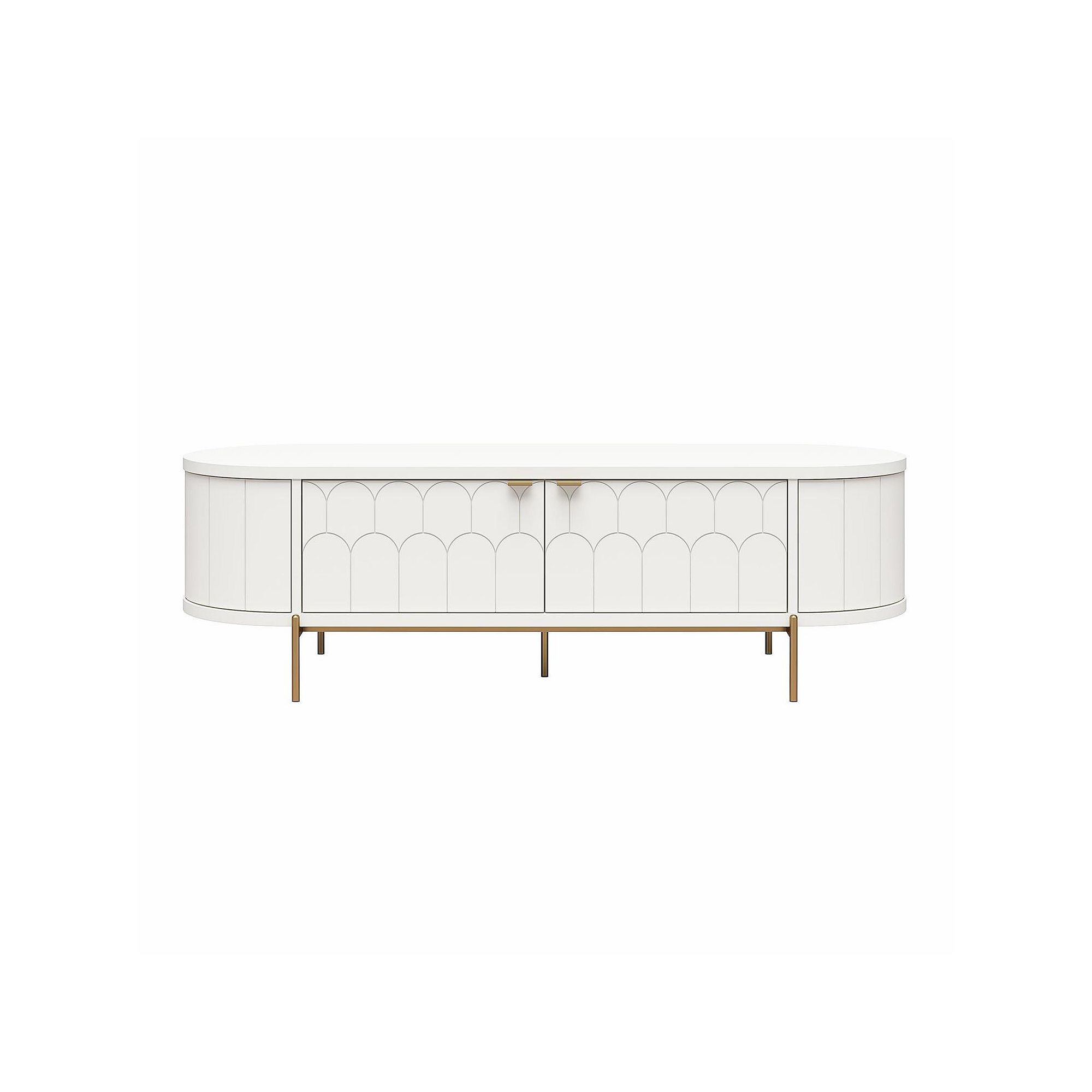CosmoLiving by Cosmopolitan Anastasia Modern Scalloped Oval TV Stand, White