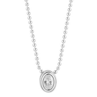 Sunkissed Sterling Oval Bezel Set Cubic Zirconia Pendant Necklace