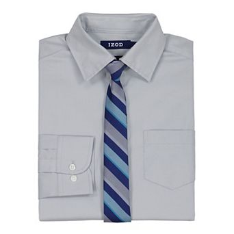 Boys 4-20 IZOD Long Sleeve Stretch Solid Poplin Shirt & Tie Set