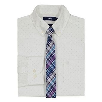 Boys 4-20 IZOD Long Sleeve Stretch Solid Poplin Shirt & Tie Set