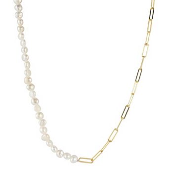 Sunkissed Sterling Freshwater Cultured Pearl & Link Chain Necklace