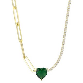 Sunkissed Sterling Cubic Zirconia Link & Tennis Heart Necklace