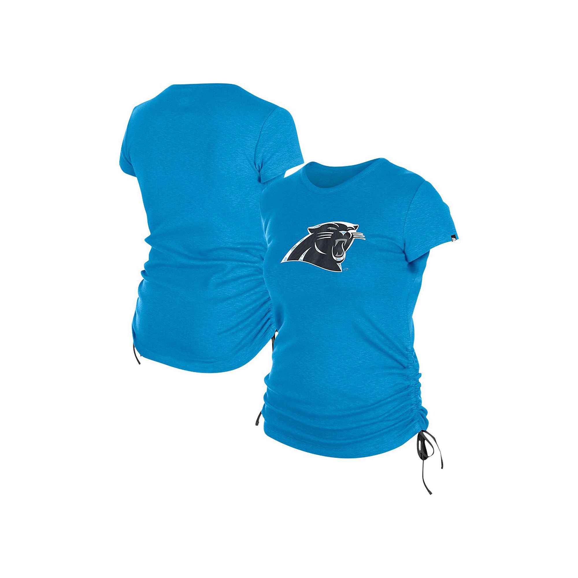 Womens New Era Blue Carolina Panthers Ruched Side T-Shirt, Size: XS