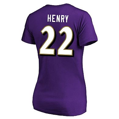 Women's Fanatics Derrick Henry Purple Baltimore Ravens Plus Size Name & Number V-Neck T-Shirt