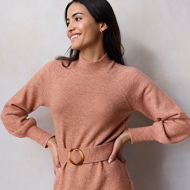 Women's LC Lauren Conrad Belted Mini Mock Neck Sweater Dress