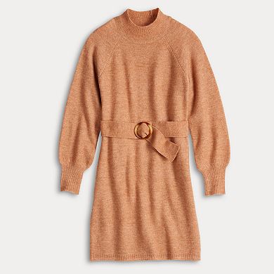 Women's LC Lauren Conrad Belted Mini Mock Neck Sweater Dress
