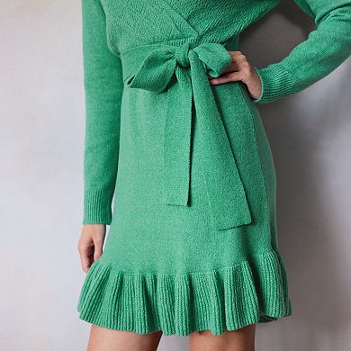 Women's LC Lauren Conrad Faux Wrap Pointelle Sweater Dress
