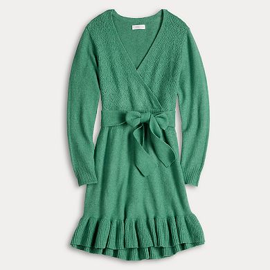Women's LC Lauren Conrad Faux Wrap Pointelle Sweater Dress
