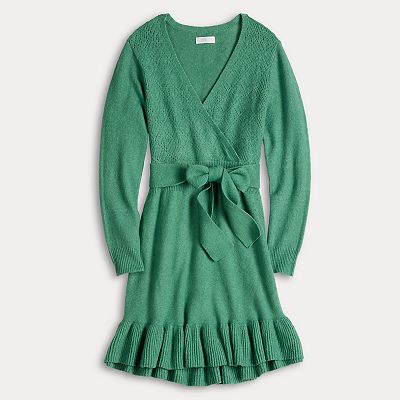 Women's LC Lauren Conrad Faux Wrap Pointelle Sweater Dress