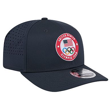 Men's New Era Navy Team USA 9SEVENTY Stretch Snap Performance Adjustable Hat