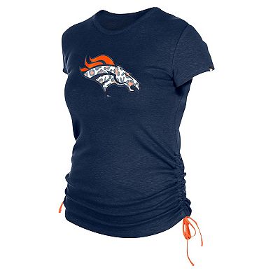 Women's New Era Navy Denver Broncos Ruched Side T-Shirt