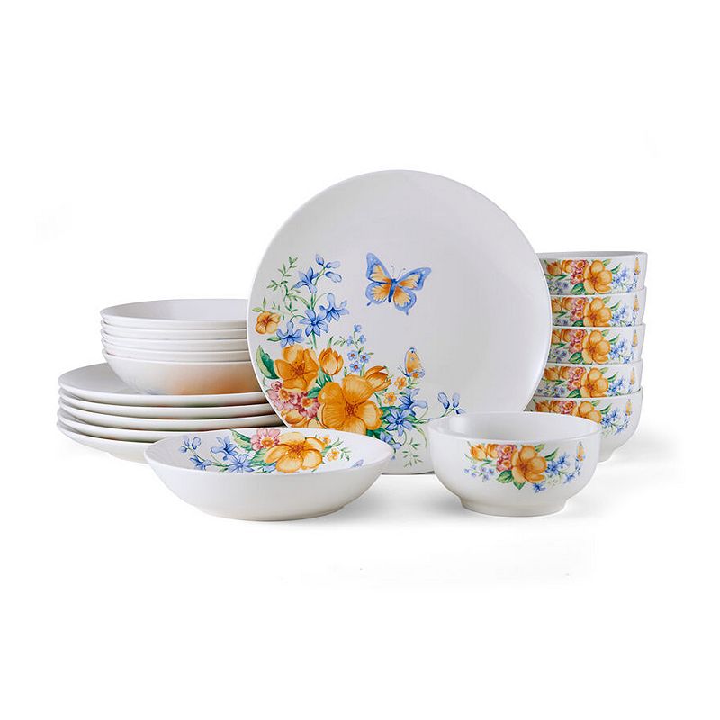 Studio Nova Anna 18 pc Floral Dinnerware Set, White