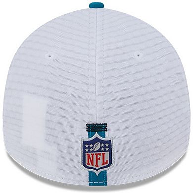 Men's New Era White/Teal Jacksonville Jaguars 2024 NFL Training Camp 39THIRTY Flex Hat