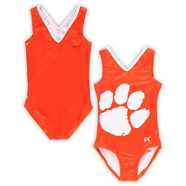 Girls Youth Orange Clemson Tigers Replica V-Neck Leotard