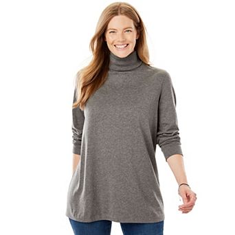 Woman Within Plus Size Perfect Long-Sleeve Turtleneck Tee