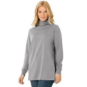 Woman Within Plus Size Perfect Long-Sleeve Turtleneck Tee