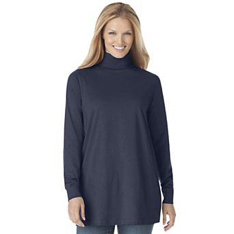 Woman Within Plus Size Perfect Long-Sleeve Turtleneck Tee