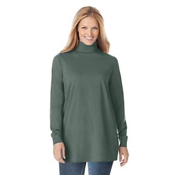 Woman Within Plus Size Perfect Long-Sleeve Turtleneck Tee