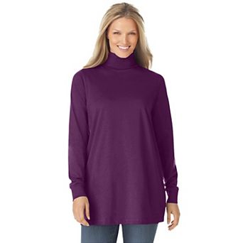 Woman Within Plus Size Perfect Long-Sleeve Turtleneck Tee