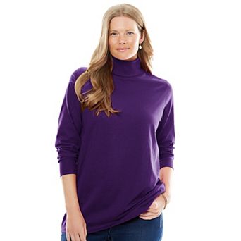 Woman Within Plus Size Perfect Long-Sleeve Turtleneck Tee