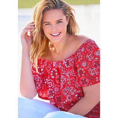 Woman Within Plus Size Ruffle Tee