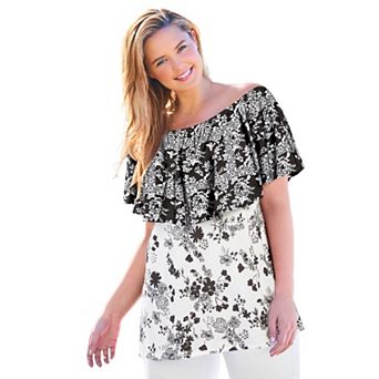 Woman Within Plus Size Ruffle Tee