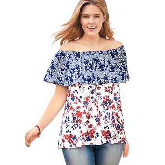 Woman Within Plus Size Ruffle Tee
