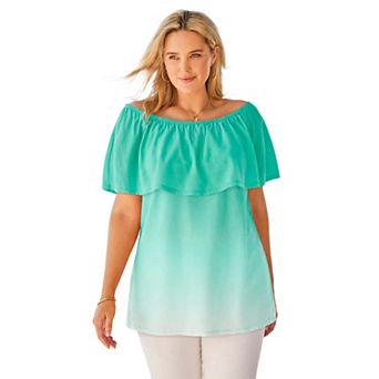 Woman Within Plus Size Ruffle Tee