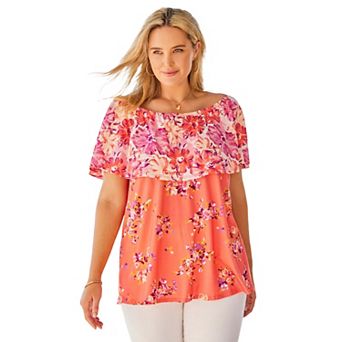Woman Within Plus Size Ruffle Tee