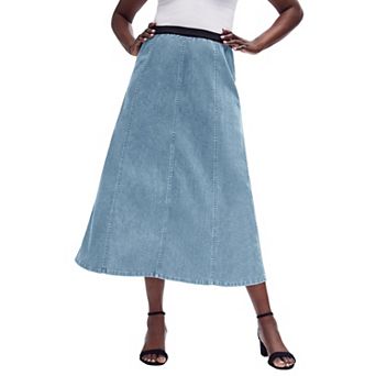 Jessica London Women's Plus Size Stretch Denim Jegging Skirt