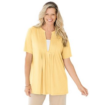 Woman Within Plus Size 7-Day Layer-Look Elbow-Sleeve Tee