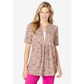 Woman Within Plus Size 7-Day Layer-Look Elbow-Sleeve Tee