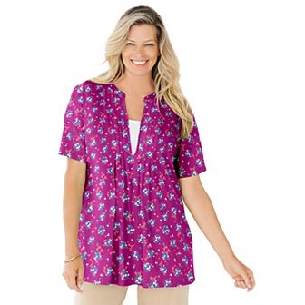 Woman Within Plus Size 7-Day Layer-Look Elbow-Sleeve Tee