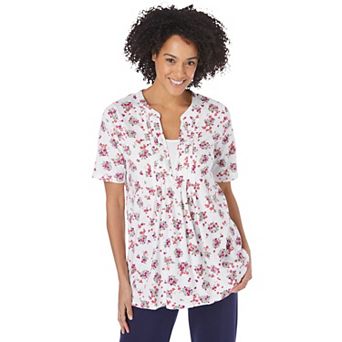 Woman Within Plus Size 7-Day Layer-Look Elbow-Sleeve Tee