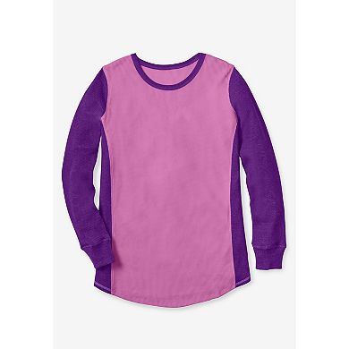 Woman Within Plus Size Colorblock Scoopneck Thermal Sweatshirt