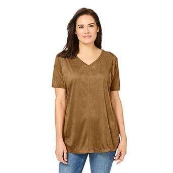 Woman Within Plus Size Faux Suede Tee