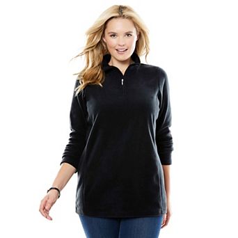 Woman Within Plus Size Microfleece Quarter-Zip Pullover
