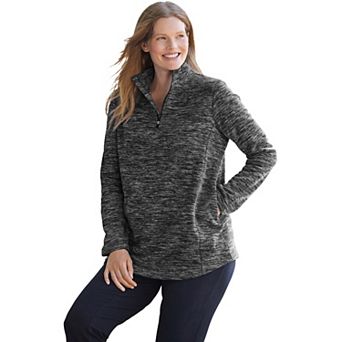 Woman Within Plus Size Microfleece Quarter-Zip Pullover