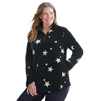Woman Within Plus Size Microfleece Quarter-Zip Pullover