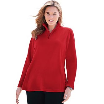 Woman Within Plus Size Microfleece Quarter-Zip Pullover